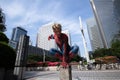 Tokyo, Japan - June 15, 2019: Man in superhero costume comic marvel spiderman on the street