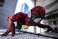 Tokyo, Japan - June 15, 2019: Man in superhero costume comic marvel spiderman on the street