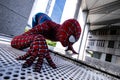 Tokyo, Japan - June 15, 2019: Man in superhero costume comic marvel spiderman on the street