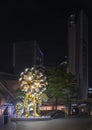 Night light up of the sculpture by Takashi Murakami at Roppongi Hills.