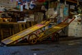 TOKYO, JAPAN JUNE 28 - 2017: Old rusted Flatbed Cart inside of a building of the Tsukiji Wholesale Seafood and Fish