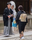 Japanese Wedding Couple, Meiji Jingu Shrine Temple, Tokyo, Japan Royalty Free Stock Photo