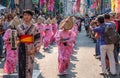 Folk Dancers, Shitamachi Tanabata Matsuri, Kappabashi Street, Tokyo, Japan. Royalty Free Stock Photo
