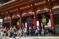 Tokyo - Japan, June 19, 2017; Tourists at Edo era Hozomon entrance of Sensoji, also known as Asakusa Kannon Temple, Asakusa