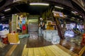 TOKYO, JAPAN JUNE 28 - 2017: Unidentified strong man with a metallic object in his hand preparing to hold a huge piece