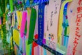 TOKYO, JAPAN JUNE 28 - 2017: Wish write on small colorful papers in wishing tree at Little Tokyo, famous attraction