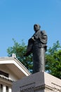 Statue of Oishi Yoshio at Sengaku-ji Temple in Tokyo, Japan. He is known as the leader of the 47