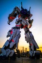 Full scale, full sized of Unicorn Gundam RX-0 statue in front of Diver City Plaza Tokyo, Odaiba