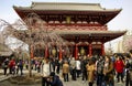 TOKYO, JAPAN - MARCH 25, 2019: Many People walking around in Asakusa area neary Senso-ji Temple in Asakusa Royalty Free Stock Photo