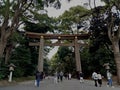 Tokyo, Japan - 18 March 2019 Meiji Shrine is located in Shibuya, Tokyo, Meiji Shrine is a shrine that many Japanese people come to