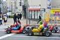 Tokyo, Japan - March 7, 2018 : Street kart tour, Mario kart tour is tourists dress up in superhero character costume and driving
