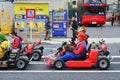 Tokyo, Japan - March 7, 2018 : Street kart tour, Mario kart tour is tourists dress up in superhero character costume and driving