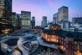 Tokyo, Japan at the Marunouchi business district and Tokyo railway station highrise building at twilight time in Japan.