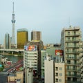 Asakusa district aerial view. Cityscape of asakusa with tokyo skytree