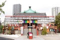 Tokyo, Japan - May 2, 2019 : The front of shinobazunoike bentendo temple that located at ueno park