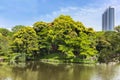 Hokora Shinto shrine on an islet dedicated to Benzaiten in Koishikawa Korakuen Park.