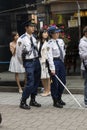 Tokyo, Japan - May 14, 2017: Policemen watching the parade at t