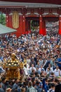 Mikoshi in the crowd at Senso-ji temple for Sanja Matsuri Royalty Free Stock Photo