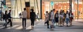 Pedestrian Crossing Ginza Street, Tokyo, Japan. Royalty Free Stock Photo