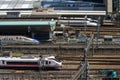 Many Shinkansen trains at Tokyo station