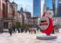 Tokyo Station entrance with the olympic timekeeper countdown clock.