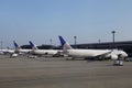 TOKYO, JAPAN - MAY 7, 2016 :United Airline Airplane at the Narita Airport on May 7,2016.