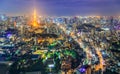 Tokyo, Japan - October 22, 2016: night light cityscape aerial cityscape view from Mori Tower at Roppongi Hills Tokyo, Japan. Royalty Free Stock Photo