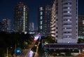 Tokyo, Japan 08.29.2017: nignt city view at the Rainbow Bridge on Odaiba island Royalty Free Stock Photo