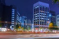 Cityscape of Shinjuku district with traffic lights on the street of Tokyo Royalty Free Stock Photo