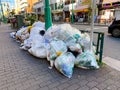 Tokyo, Japan - 21 November 2019: Heap of rubbish in Tokyo street