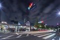 Ancient wooden Harajuku Station built in a half-timbering style at night. Royalty Free Stock Photo