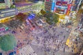 Tokyo, Japan - 12 November, 2019, Shibuya Crossing from Top Observation View at Twilight in Tokyo City, Japan Royalty Free Stock Photo