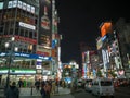 TOKYO, JAPAN - 5 NOVEMBER 2018.Shinjuku Kabukicho entertainment district at night.Neon Signs Illuminate.View of cityscape at night Royalty Free Stock Photo