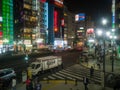 TOKYO, JAPAN - 5 NOVEMBER 2018.Shinjuku Kabukicho entertainment district at night.Neon Signs Illuminate.View of cityscape at night Royalty Free Stock Photo