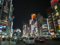 TOKYO, JAPAN - 5 NOVEMBER 2018.Shinjuku Kabukicho entertainment district at night.Neon Signs Illuminate.View of cityscape at night Royalty Free Stock Photo