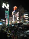 TOKYO, JAPAN - 5 NOVEMBER 2018.Shinjuku Kabukicho entertainment district at night.Neon Signs Illuminate.View of cityscape at night Royalty Free Stock Photo