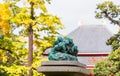 TOKYO, JAPAN - NOVEMBER 7, 2017: Stone sculpture in the city park.