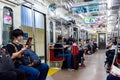 TOKYO, JAPAN - NOVEMBER 9, 2018: Tokyo Subway Metro Line and People. Japan