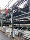 Tokyo, Japan - 23 November 2019: Two Storey Street Parking for Cars in Tokyo Royalty Free Stock Photo
