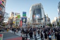 Tokyo, Japan - November 21, 2015: Unidentified pedestrians walk