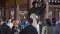 Japanese dancer during a traditional kagura dance Meiji shrine.