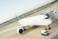 Kaisai, Japan -Oct 27, 2017: Airplane loading off its passengers