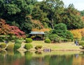 TOKYO, JAPAN - OCTOBER 31, 2017: Autumn in the Shinjuku park. Copy space for text.