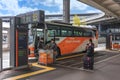 Shuttle Airport Limousine bus in standby at the bus stop of Narita International Airport.