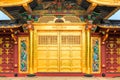 Golden doors of Toshogu shrine famous temple in Ueno Park in Tokyo, Japan.