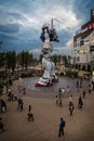 Tokyo, Japan; October 29 2014: Gundam, the giant Tokyo robot surrounded by many people