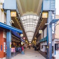 TOKYO, JAPAN - OCTOBER 31, 2017: Shopping center with shops on the city street. Copy space for text. Royalty Free Stock Photo