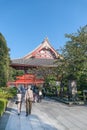 TOKYO, JAPAN - OCTOBER 07, 2015: Shrine Treasure House Gate Hozomon in Asakusa Tokyo, Kaminarimon