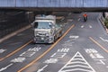 TOKYO, JAPAN - OCTOBER 31, 2017: Truck on a city street. Copy space for text.