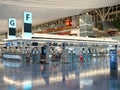 Vacant Haneda Airport Terminal 1 Check-in counters Royalty Free Stock Photo